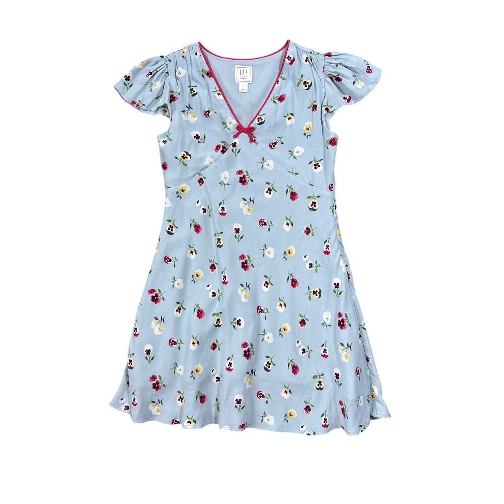 GAP X DÔEN Girls Light Blue Floral Mini Dress Size Large